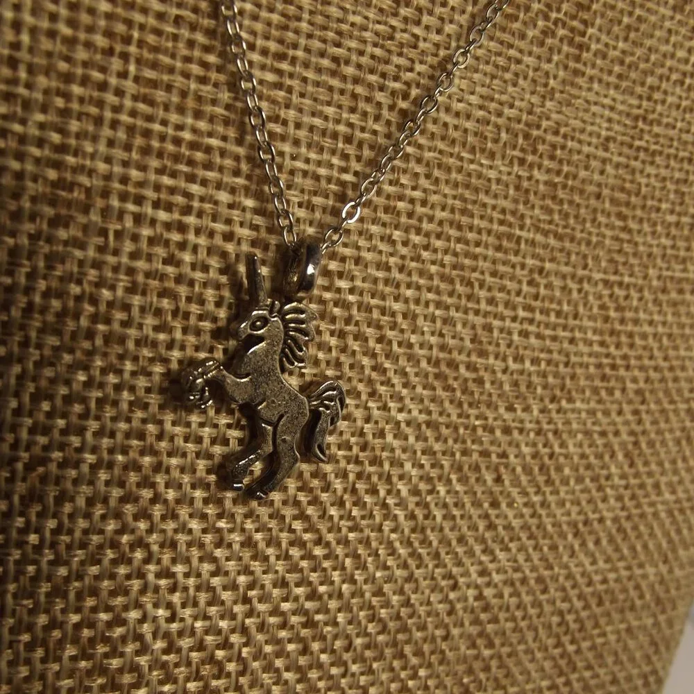 Unicorn Pendant Necklace in Silver Tone